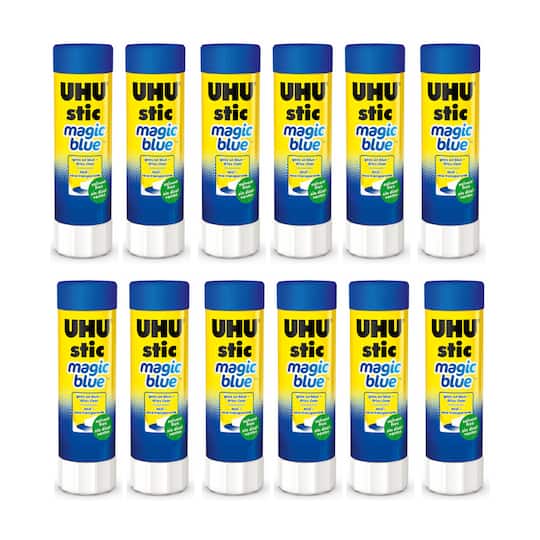 STAEDTLER® Magic Blue Dries Clear UHU Glue Sticks, 12ct.